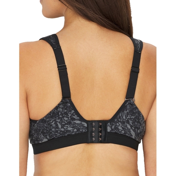 Brooks Maia Mid-Impact Underwire Sports Bra Size 34E Black Grey Marbled - Picture 2 of 11